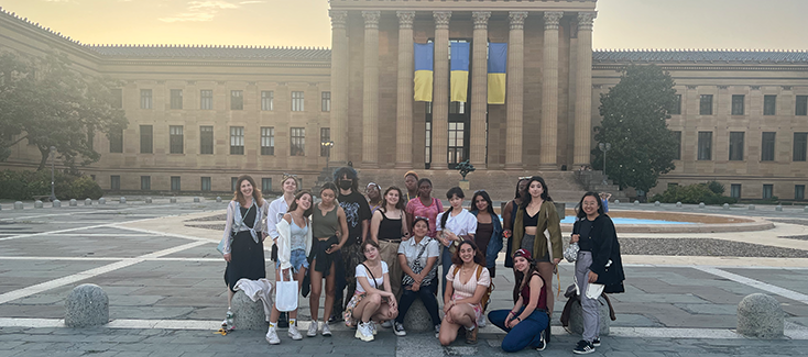 Fashion students at the Philadelphia Museum of Art